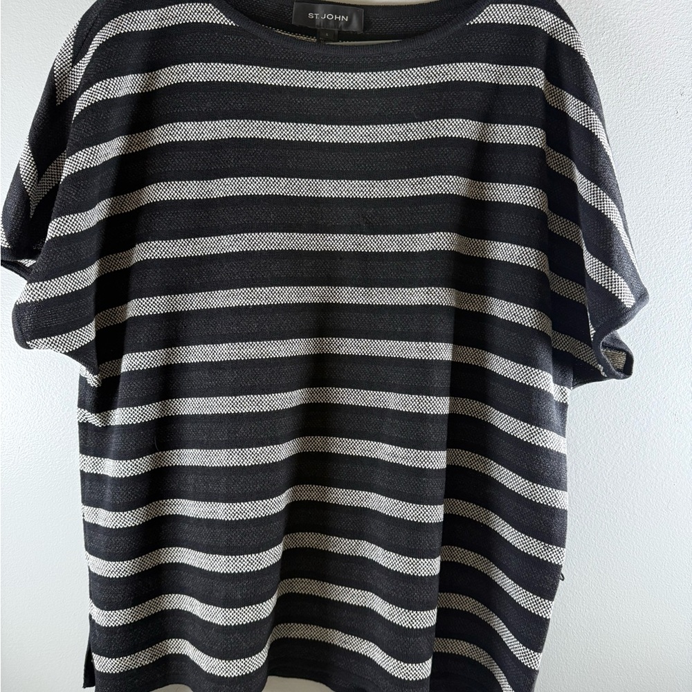 St. John Black and White Striped Top (412)